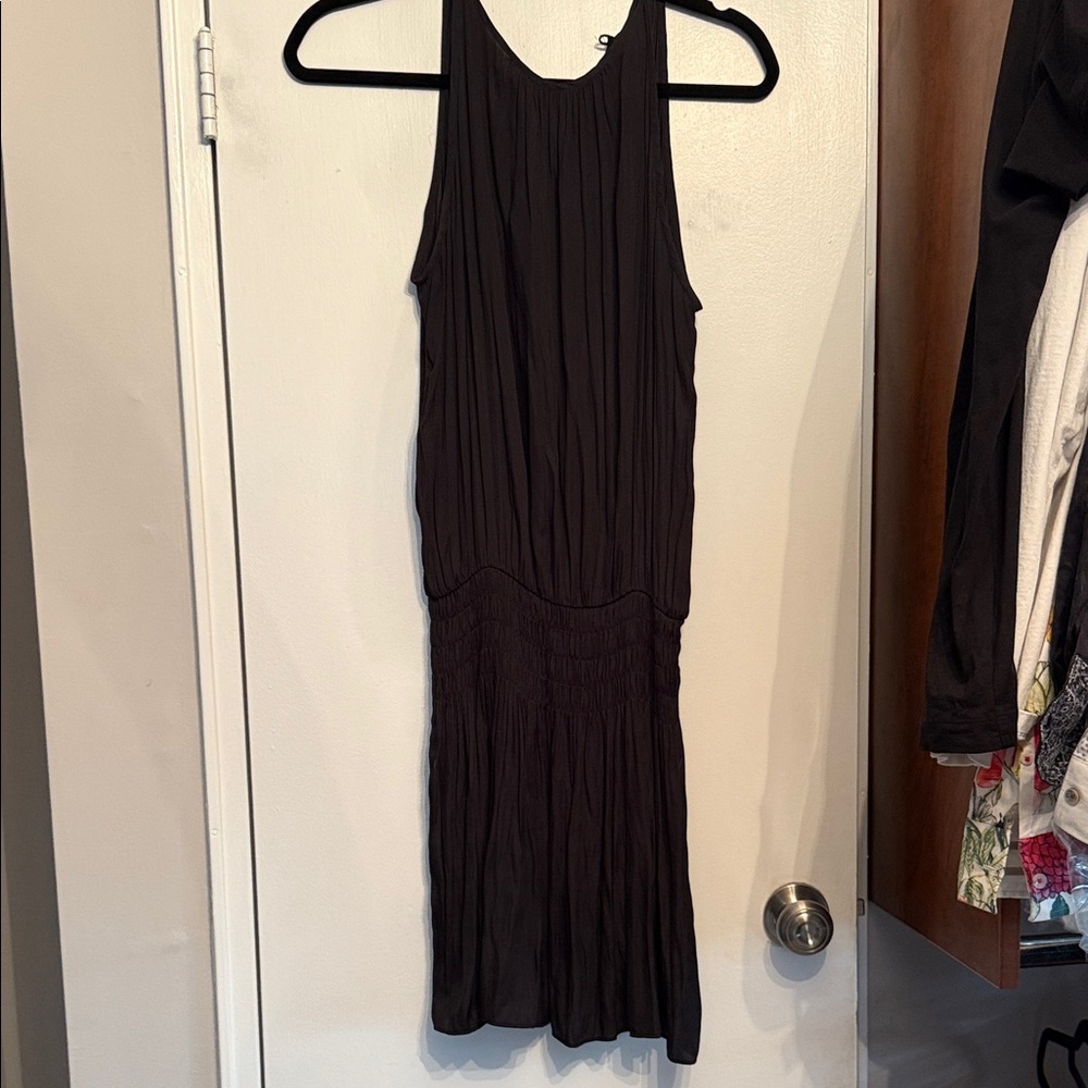 Black mini dress with elastic waistband